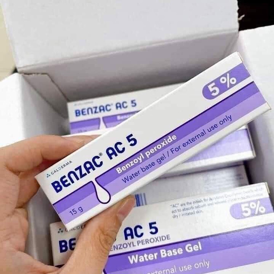 Kem Trị Mụn Galderma Benzac AC 5 Benzoyl Peroxide Water Base Gel 15gr